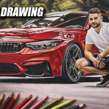 BMW M4 with Owner Car Drawing by Orhan Özvatan